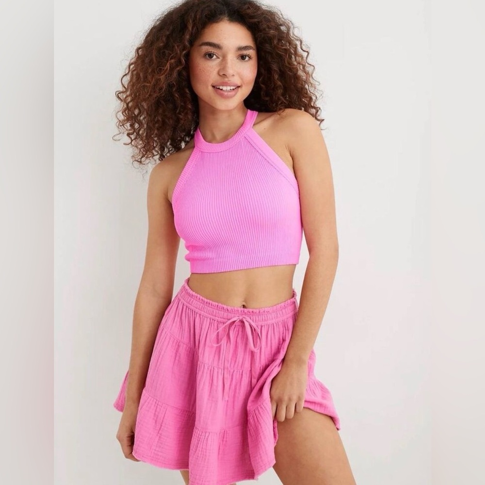 Aerie Super Chill Ribbed High Neck Top